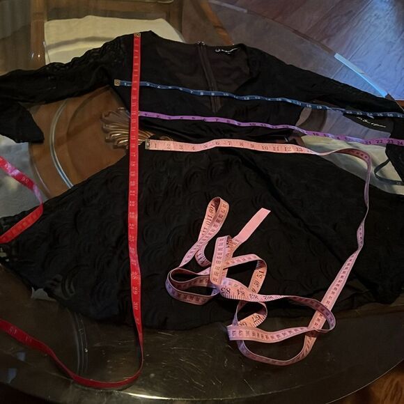 For Love And Lemons Black Cut Out Flared Cocktail Dress VNeck Long Sleeve Mini - Picture 14 of 15